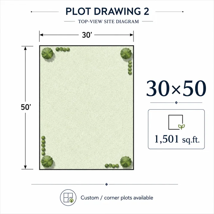 Prestige Gardenia Estate Phase 2 plot drawing — 30 x 50 ft, 1,501 sq.ft. Prestige Gardenia Estate Phase 2 plot drawing — 30 x 50 ft, 1,501 sq.ft.