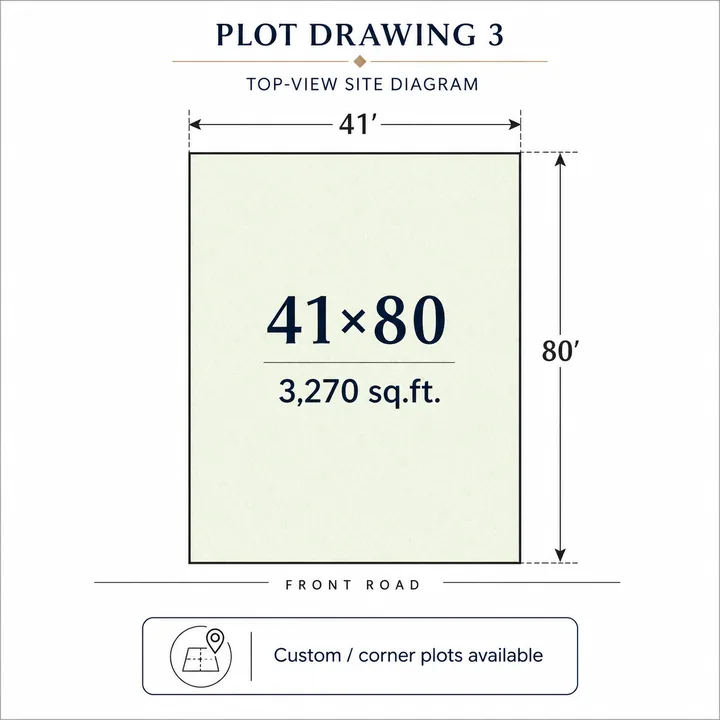 Prestige Gardenia Estate Phase 2 plot drawing — 41 x 80 ft, 3,270 sq.ft. Prestige Gardenia Estate Phase 2 plot drawing — 41 x 80 ft, 3,270 sq.ft.